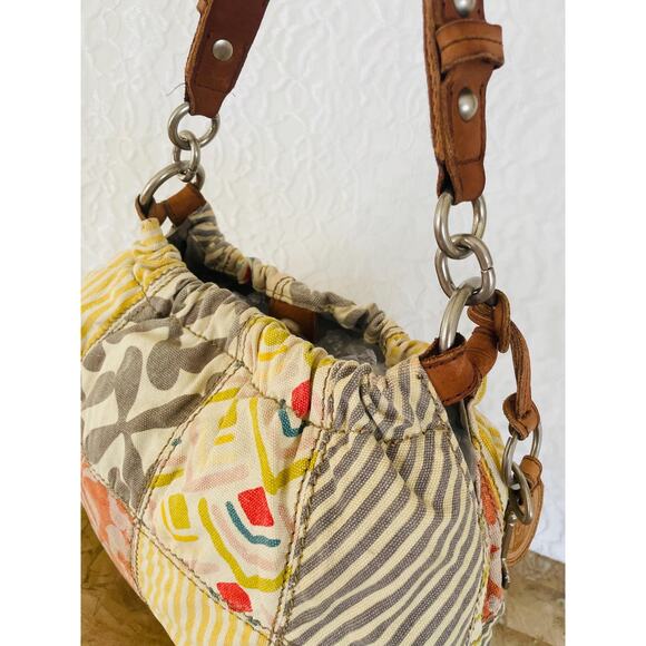 FOSSIL Multicolored patchwork fabric/Leather suede shoulder bag/crossbody - Picture 12 of 13
